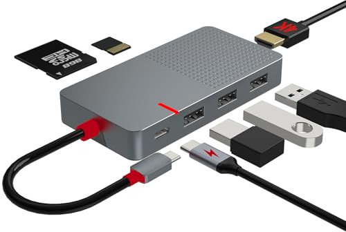 ANYPLUS USB C Hub, 7 in 1 Laptop Docking Station，USB Verteiler with 4K HDMI, 3 Ports USB 3.0, TF/SD Kartenleser, 100W PD Ladegerät, USB Hub für MacBook Pro Air HP XPS Steam Deck Dell Lenovo