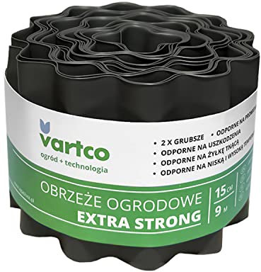 Vartco Extra Strong Gräsmattkant Trädgårdsstaket Vågig Bäddkant Klippkant Trädgårdspalisad Rotbarriär Plast Grafit (15cm x9m)