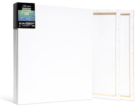 Elan sträckta dukar 50 x 60 cm, 6-pack dukar för målning, målning canvas bulk, sträckt kanvas för vuxna tom duk för målning, målning av dukar målarduk målardukar för målning konstduk