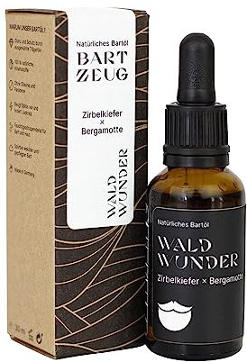 BARTZEUG Bartöl Waldwunder・Zirbelkiefer x Bergamotte・100% natürliches Bartpflegeöl・Macht den Bart geschmeidiger und lindert Juckreiz・30ml ・Mit 4 hochwertigen Trägerölen