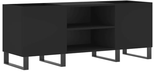 vidaXL Armoire à Disques, Support de Tourne-Disque, Armoire Latérale avec Rangement, Buffet de Salon, Moderne, Noir Bois d'Ingénierie