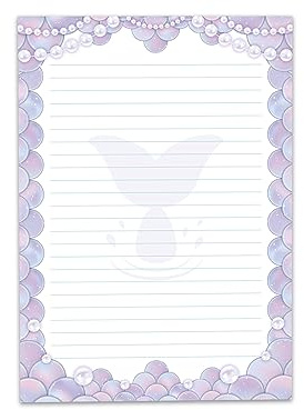 Buntes Motiv Briefpapier Schreibblock liniert für Mädchen Kinder Schule Meerjungfrau Mermaid lila (1 Block A4 mit 25 Blättern)