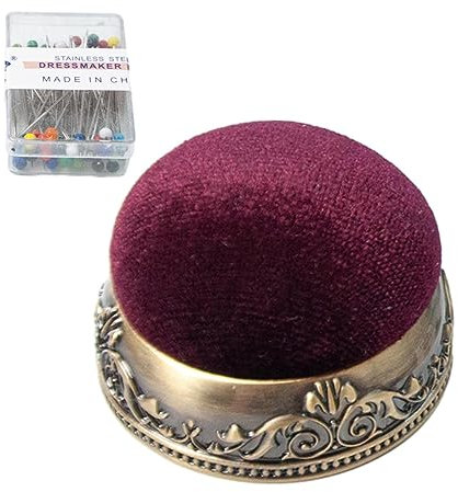 EXBERT Nadelkissen im Vintage-Stil, Anti-Tropf-Design, Retro-Design, mit Metallsockel, halbe Kugelform, Nähnadel-Pad, Nadel-Aufbewahrungswerkzeug, Nähzubehör