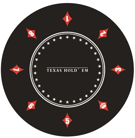 Fiita Texas Holdem Pokermatte 60/80/100cm Rund Tragbarer Pokertisch Pokerteppich Deco Layout Druck für 8 Spieler Spiellayout-Matte mit Tragetasche zum Spielen von Karten Pokertuch