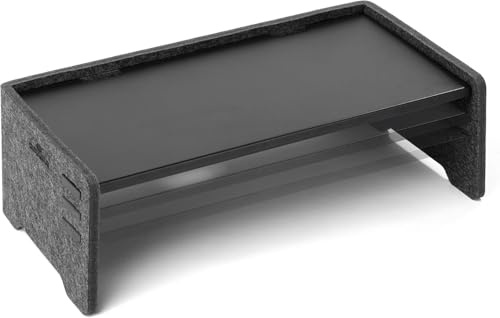Durable Monitorständer Effect, höhenverstellbar, Laptop, Anthrazit, 508158 | Schreibtischaufsatz aus PET-Filz, 3 Stufen einstellbar, mit Kabelauslässen, für Monitor und Notebook