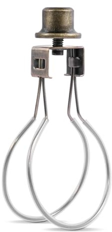 Lamp Shade Holder,Lamp Shade Light Bulb Clip Adapter,Clip On Lampshade Adapter Includes Finial and Lampshade Levellers,Spring Clip for Light Bulb (Antique Brass)