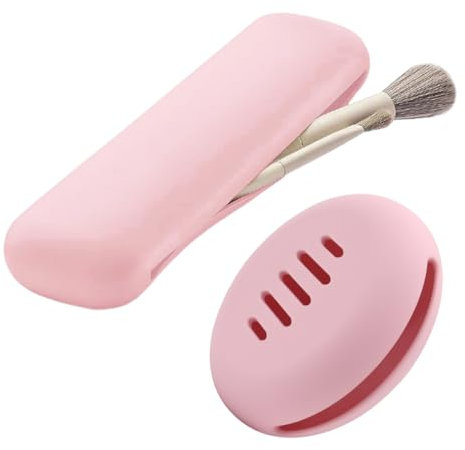 Reccisokz Ensemble 2 pièces Porte Pinceaux makeup bag, Étui à Pinceau de Maquillage en Silicone, Support de Maquillage de Voyage avec Fermeture Magnétique,rangement pinceaux maquillage