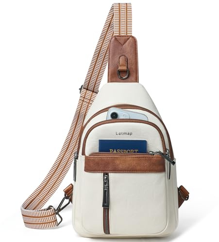 LATMAP Crossbody Bag Damen 7L,Brusttasche Damen PU Leder Wasserdicht Umhängetasche Diebstahlsichere Sling Bag für Sports Outdoor Reise