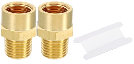 PATIKIL Brass Pipe Fitting Adapter Set, 2Pcs 1/4 NPT Male Thread x 1/4 G Female Thread Brass Reducer Hex Tubing Hose Connector Adaptor with Tape for Plumbing