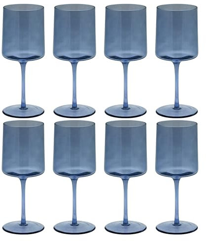 Karma Juego de ocho copas de vino azul de mediados de siglo