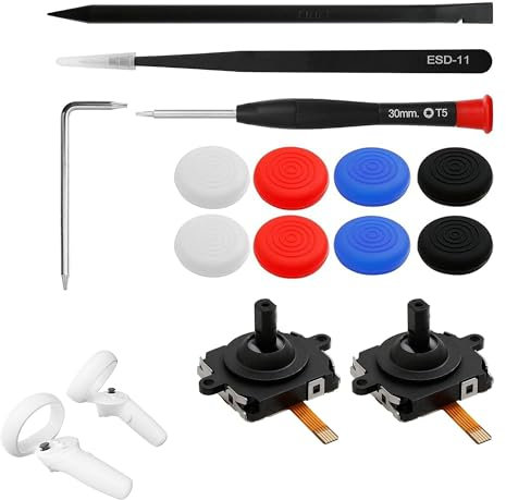 14 PCS Joystick Replacement Kits for Meta Quest 2 Controller and Oculus Quest 2 Controller Left and Right Analog Thumb Stick Repair Kit with Joystick Caps Fits Oculus Quest Controller Accessories