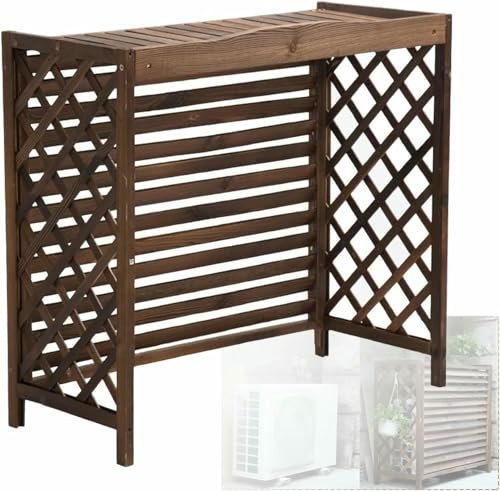 GFXYQPDNV Klimaanlagenabdeckung, Massivholz, Klimaanlagenabdeckung, Sichtschutzzaun, Indoor/Outdoor, Pflanzenständer, Holzbalkon-Blumenständer, Klimaanlage und Wärmepumpen-Schutzgitter
