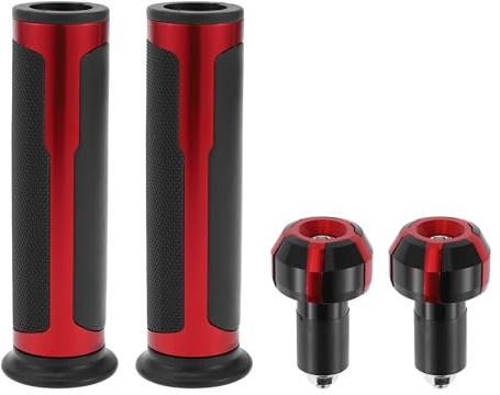 Partuto 7/8 22mm 15/16 24mm Motorcycle Hand Grip Cover Kit Non-Slip Aluminum Alloy Rubber Handlebar Grip for Motorcycle Scooter Bicycle ATV Red 1 Set