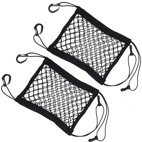 Set 2 Reti Elastiche da Bagaglio per Moto con 4 Ganci, Rete Portaoggetti Universale per Casco, E-Bike, Trike, ATV e Bici, Antiscivolo e Resistente per Viaggi e Uso Quotidiano