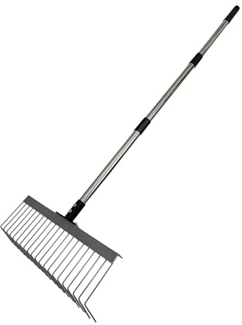 LeeQinersw Rastrello da Giardino Attrezzo per Foglie E Prato Strumento Multiuso con Manico Lungo Smontabile E Testa in Acciaio Adatto per Pulizia Stagionale, 125 Cm 3 Sezioni