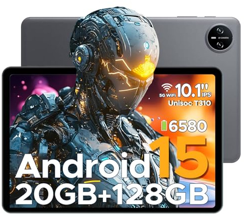 DOOGEE Tab A9 Pro Android Tablet with Keyboard, 20GB+128GB/2TB TF, 10 Inch Tablet, 6580mAh Battery, Quad Core Gaming Tablets, 2.4/5GHz, Dual Camera, Case/Mouse/Stylus, Face Unlock-Gray