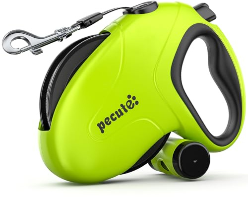 Pecute 26ft Retractable Dog Leash with Reflective Strips, 360° Tangle-Free, One-Button Control & Sturdiness Nylon Material, Long Leash Retractable with Poop Bag Holder for Medium Large Dog