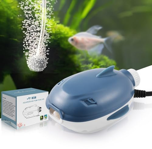 FEDOUR 2W 2,5W Leise Aquarium Luftpumpe mit Saubere Luft, 168LPH 264LPH Einstellbare Sauerstoffpumpe für Aquarien, Einzigartig Walförmig Aquarium Belüfter für 1-180L