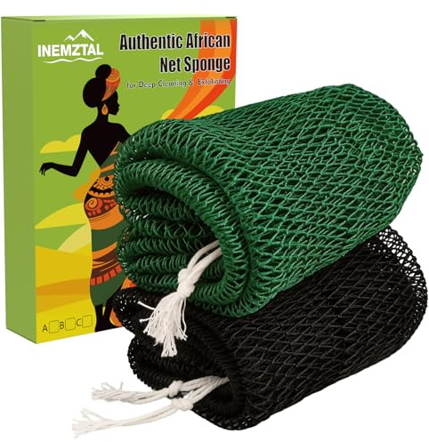 Afrikansk nätsvamp, afrikansk nätsvamp set med 2 med presentförpackning, autentisk duschsvamp och luffasvamp för djuprengöring, present till mors dag och kvinnodag