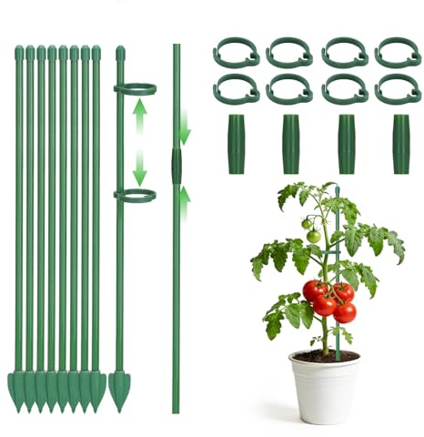 KINGLAKE 8 Pieces 30cm Tuteurs pour Plantes, Réglables Tuteur Orchidée, Tuteur Plante Interieur avec Plantes Clips & Connecteur, pour Fixation de Orchidées, Pivoines, Tuteur Plante Grimpantes