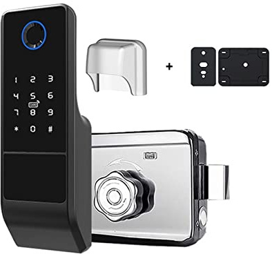 Cerradura inteligente, Cerradura de puerta con huella dactilar Tuya cerradura inteligente for exteriores tarjeta IC Digital llanta electrónica adecuada for el jardín del hogar(Waterproof Tuya)