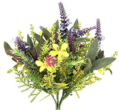 konstgjorda växt-discount.com liten konstgjord bukett av lavendel ängsblommor ca 20 cm inkl. stam – bukett blomarrangemang konstgjord