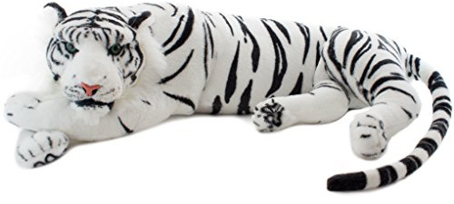 Brubaker Tiger kramdjur vit 60 cm – liggande verklighetstrogen mjuk leksak mjuk leksak – djungelns kung