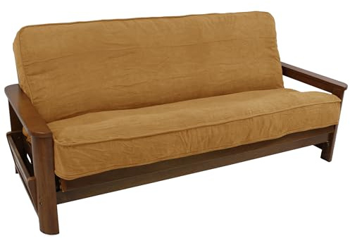 Blazing Needles Solid Microsuede Double Corded 8 to 9 Futon Cover, Full, Chocolate