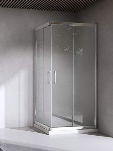 Yellowshop | Box Cabina Doccia Bagno Quadrato, Dimensioni: 70X70 cm, Cristallo 6mm : Puntinato Opaco