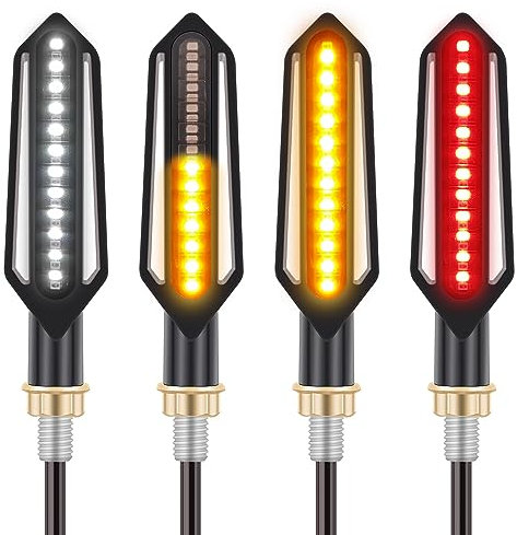 Kinstecks 4PCS Motorcycle Indicators Flowing Turn Signal Lights Motorbike Turning Indicators Daytime Running Lights Brake Lights 12V for Motorcycle Motorbike