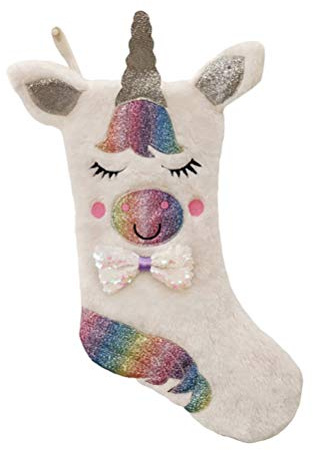 VOSAREA Einhorn Weihnachtsstrumpf, Nikolausstiefel zum Befüllen, Kaminsocken Geschenkbeutel Christbaum Hängend Weihnachtsstrumpf Nikolausstrümpfe Deko