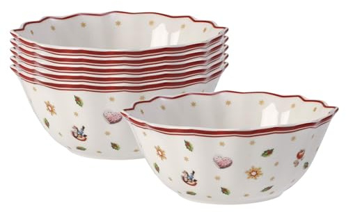 Villeroy & Boch Toy's Delight Kleine Schalen 6er Set, Gebäckschale Weihnachten, Weihnachten Schale, Weihnachten Schüssel, Plätzchenschale, Weihnachtsschüssel Klein, Müslischale Weihnachten