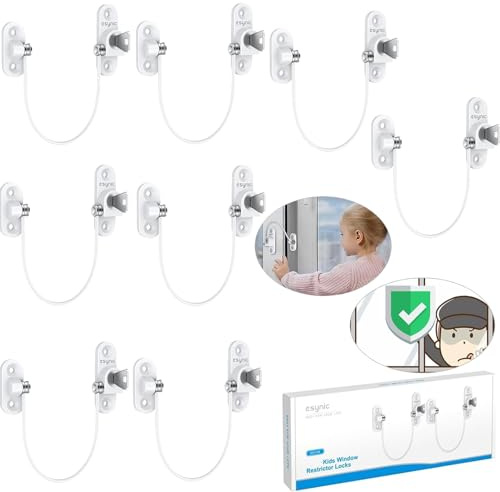 eSynic 8 Pack Solid Window Locks Child Safety Zinc Alloy&Stainless Steel Window Restrictors for Upvc Prevent Thieves Window Safety Locks Screw Mounting Window Safety Restrictors for Baby Home Safety