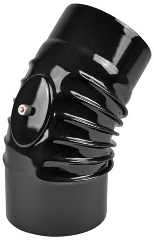 Raik ESH048-120-sw Coude de conduit de fumée en émail 120 mm – Coude à 45° rainuré noir avec ouverture de nettoyage