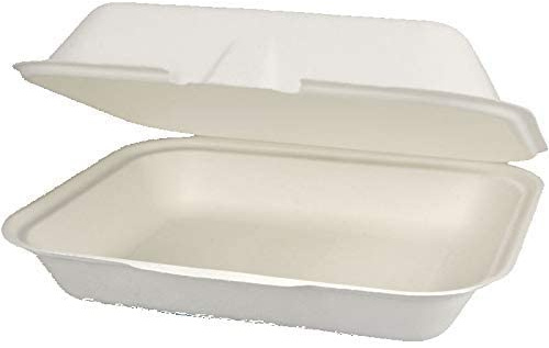 Pro DP 200 Bio Menüboxen Außerhaus Mitnahme Klappboxen Premium ungeteilt Bagasse Zuckerrohr kompostierbar 24x20x8cm (HP4 Maß)