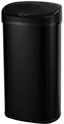 Kitchen Move Poubelle de Cuisine Automatique 80L Majestic Grande capacité Noir Mat en Acier INOX avec cerclage