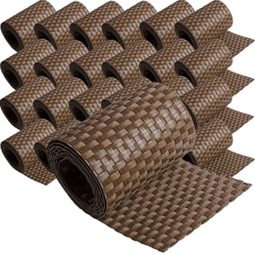 25 paneles de protección visual de polirratán para valla de doble varilla, 19 y 255 cm, color marrón