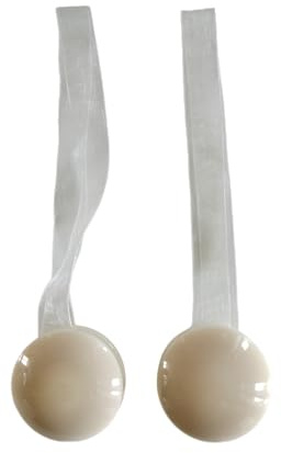 Coppia di Calamite per Tende - Semplici di Forma Tonda (Stile Bottone) - In Vari Colori (Beige/champagne)