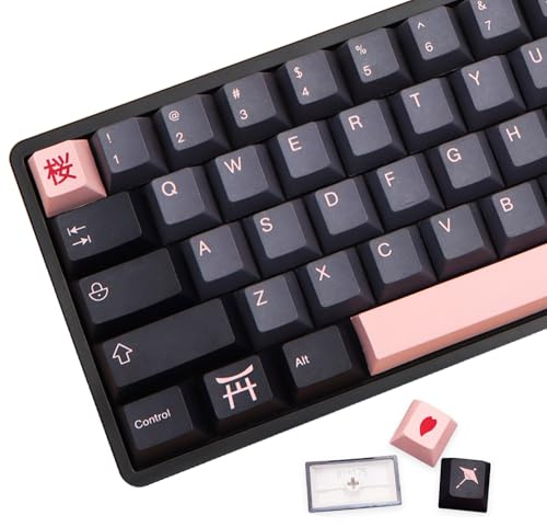 MOLGRIA Tastenkappen 136 Set Night Sakura für Tastatur in voller Größe, benutzerdefinierte PBT Cherry Profile Tastenkappen mit Tastenkappenabzieher für Cherry MX ANSI/ISO Layout
