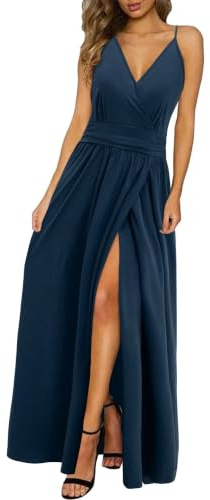 Newshows Women's Summer V Neck Spaghetti Strap Sleeveless Casual Split Long Maxi Dress | Spaghetti Strap Sleeveless Floral Dresses, Casual Split Long Dress