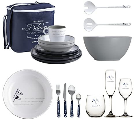 Marine Business Set di stoviglie Welcome On Board, Eat and Drink, Plus borsa per il trasporto