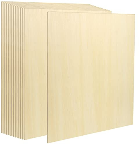 SINJEUN 15 Pieces Basswood Sheets, 30 x 30 x 0.3 cm Blank Plywood Sheet Unfinished Basswood Sheets, Wooden Boards for Craft, Architectural Model, School Project
