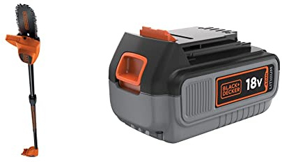 BLACK+DECKER Motosega a Batteria Litio - Potatrice da Giardino Asta regolabile fino a 4 metri, Impugnatura Ergonomica Antiscivolo 18 V, GPC1820LB-QW & Batteria al Litio