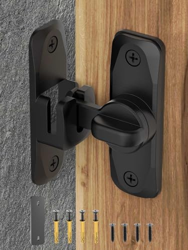MeBantoo 90/180 Degree Flip Barn Door Lock, Protect Privacy - Security Sliding Door Latch, Small Gate Latches Hardware for Barn, Garden, Bathroom, Cabinet, Window (Black-1PC) | Protect Privacy - Security Lock, Small Gate Latches Hardware for Barn, Garden, Bathroom, Cabinet, Window