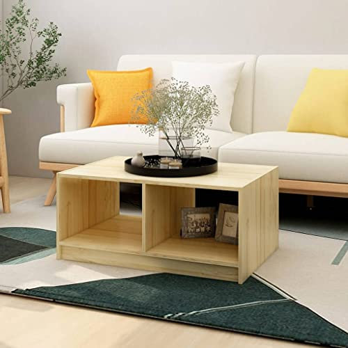 Higsose Couchtisch 75x50x33,5 cm Massivholz Kiefer Wohnzimmertisch Beistelltisch Couchtisch mit Stauraum Sofatisch Telefontisch für Wohnzimmer Schlafzimmer Aussehen