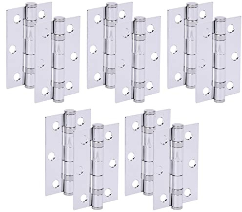 HANDLEZONE® Door Hinges 5 Pairs 76mm / 3 inch Ball Bearing, with Screws - Polished Chrome