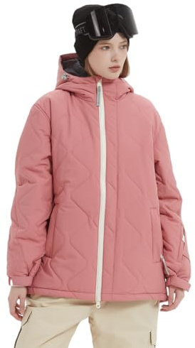 Bluemagic Giacca da Sci Calda da Donna, Giacca da Neve da Donna Cappotto con Cappuccio, Abbigliamento Termico da Esterno Cappotto Antivento Traspirante Caldo Antineve(Rosa, S)