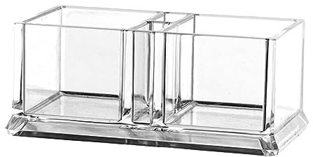 Sharplace Acrylic Sugar Packet Holder Clear Tea Bag Storage Box Rectangle Tea Sachets Holder with 2 Compartments Coffee Condiment Packets, 14.6cmx8.1cmx6cm