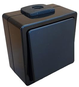 N&L Aufputz Aus-/Wechselschalter - IP54-230V/10A - Ideal für Keller, Garage & Garten - Made in Germany - schwarz