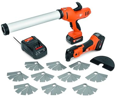 FEIN Fugensanierer-Set TOP AKP 18-600 AS (Akku-Kartuschenpresse + Akku-MultiMaster + 50 universelle Schneidmesser) Nr. 71902360000